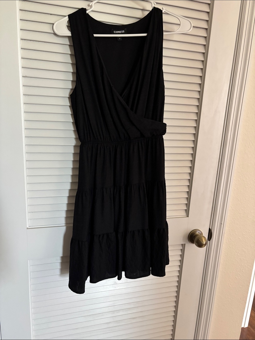Express Black Sleeveless Wrap Tiered Dress